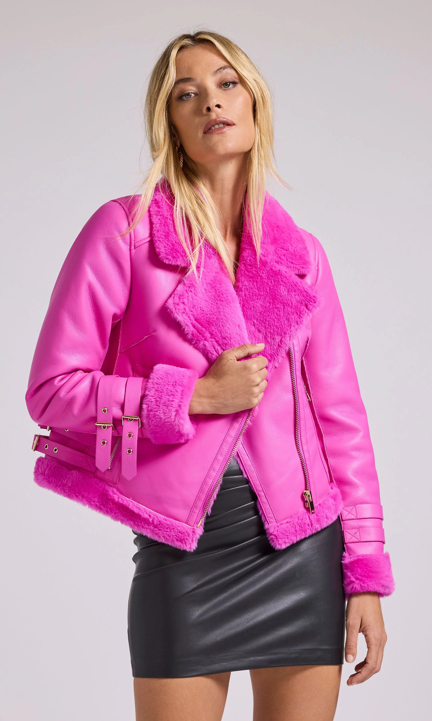 Dion Faux Fur Shearling Moto Jacket | Generation Love