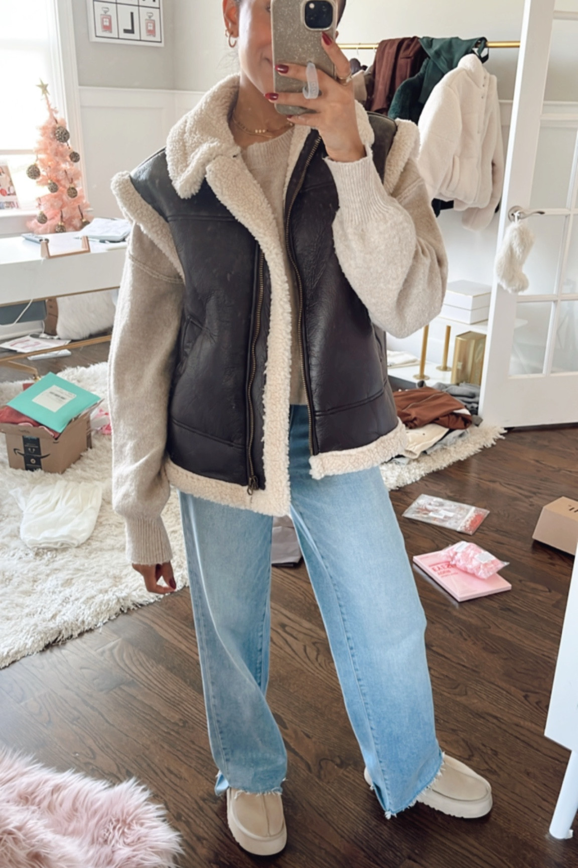 Dad jeans
Faux leather shearling vest
Sales
Ugg outfits 


#LTKStyleTip #LTKSaleAlert #LTKFindsUnder50