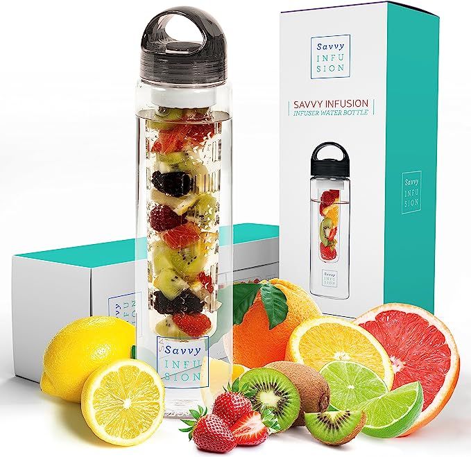 Savvy Infusion Water Bottles - 24 or 32 Ounce Fruit Infuser Bottle - Featuring Unique Leak Proof ... | Amazon (US)