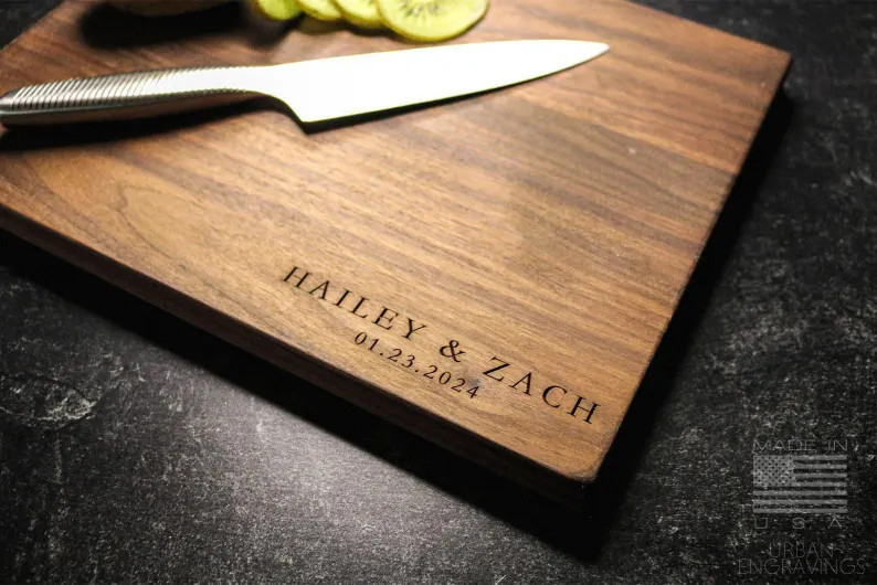 Wood Cutting Board, Personalized Cutting Board, Floral Engagement Gift for Couple, Personalized C... | Etsy (US)