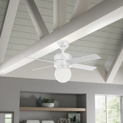 44" Hepburn 4 - Blade Standard Ceiling Fan with Wall Control and Light Kit Included | Wayfair North America
