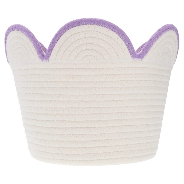 Cotton Rope Scalloped Decorative Basket, Purple and White, 10.25" x 8.5", Mother's Day by Way To ... | Walmart (US)
