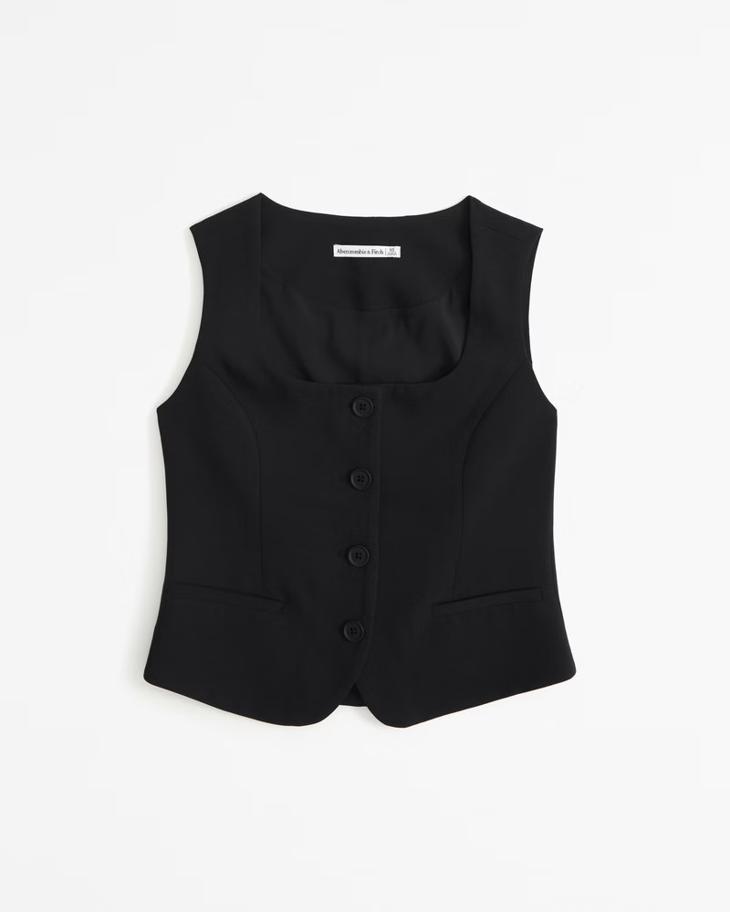 The A&F Mara Premium Crepe Vest Squareneck Set Top | Abercrombie & Fitch (US)
