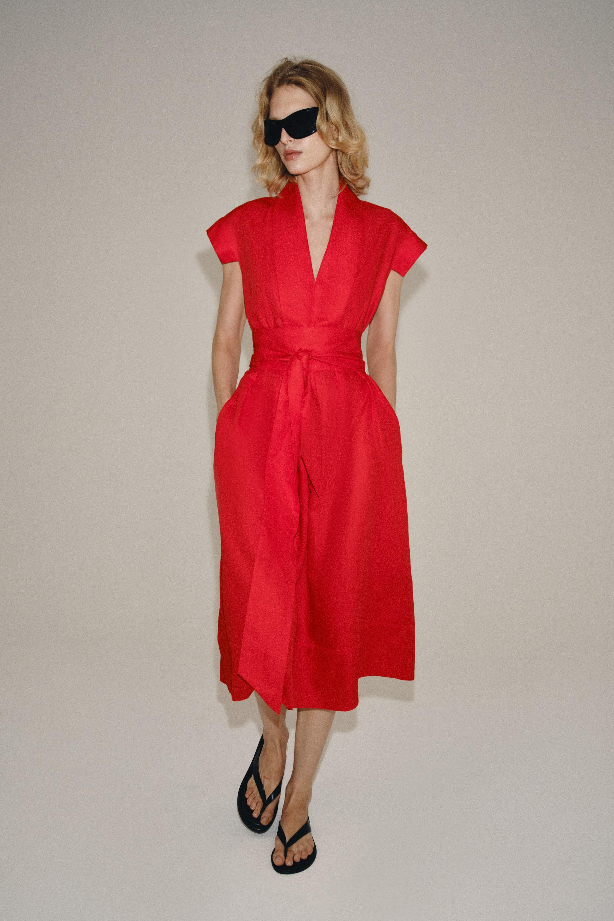 ZW COLLECTION LINEN BLEND MIDI DRESS | Zara UK