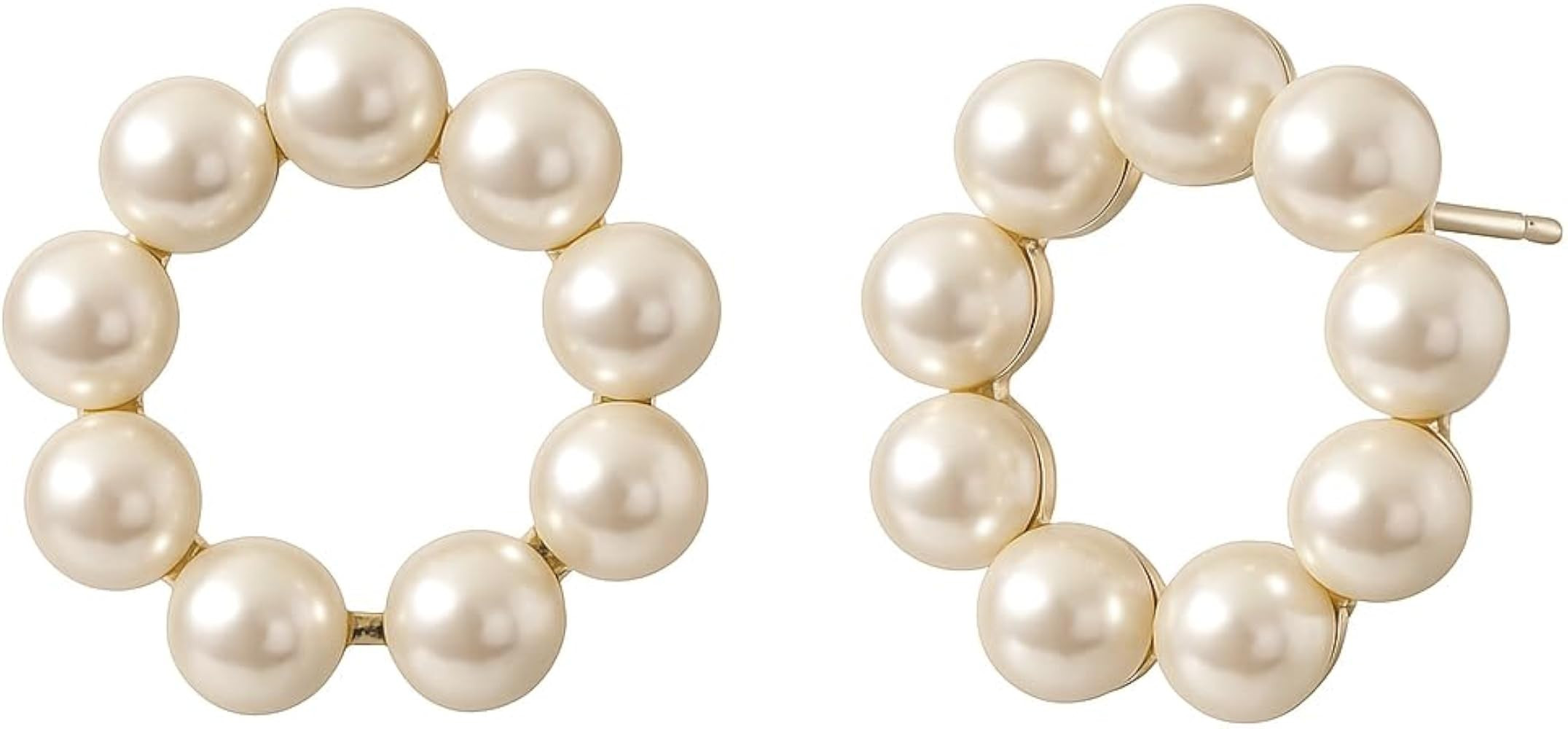 Elegant Pearl Circle Stud Earrings for Women \u2013 Classic .75-Inch Faux Pearl Hoop Design, Ligh... | Amazon (US)