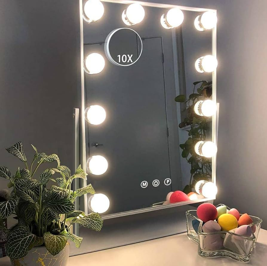 Hansong Vanity Mirror with Lights Makeup Mirror with Lights 12 Dimmable Bulbs Hollywood Lighted M... | Amazon (US)