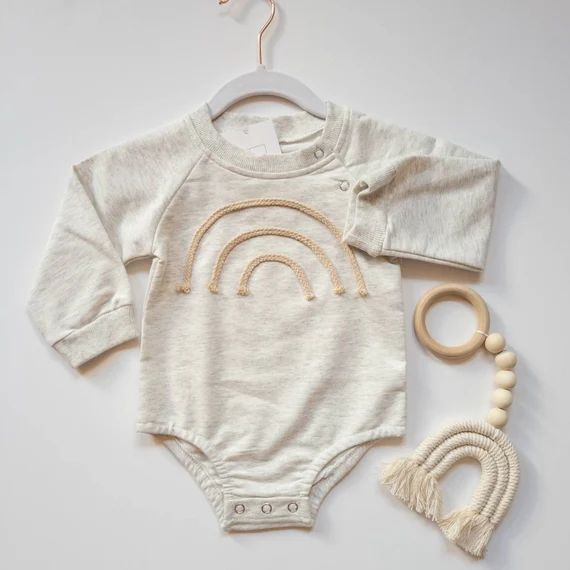 Rainbow Romper  Gender Neutral Baby Clothes  Winter Onesie  | Etsy | Etsy (US)