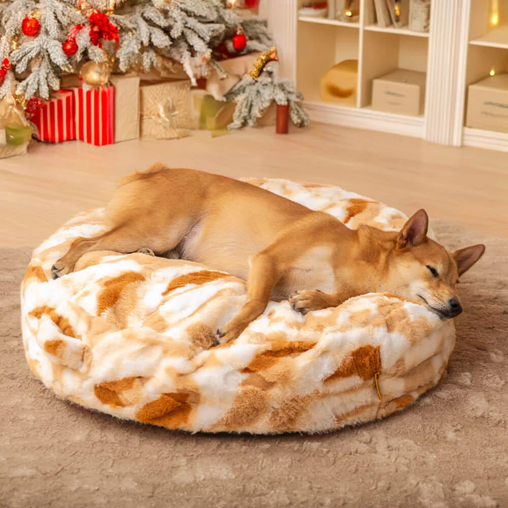 Cloudy Fluffy Calming Donuts Round Dog Beds, Brown / S | FunnyFuzzy Affiliate Program