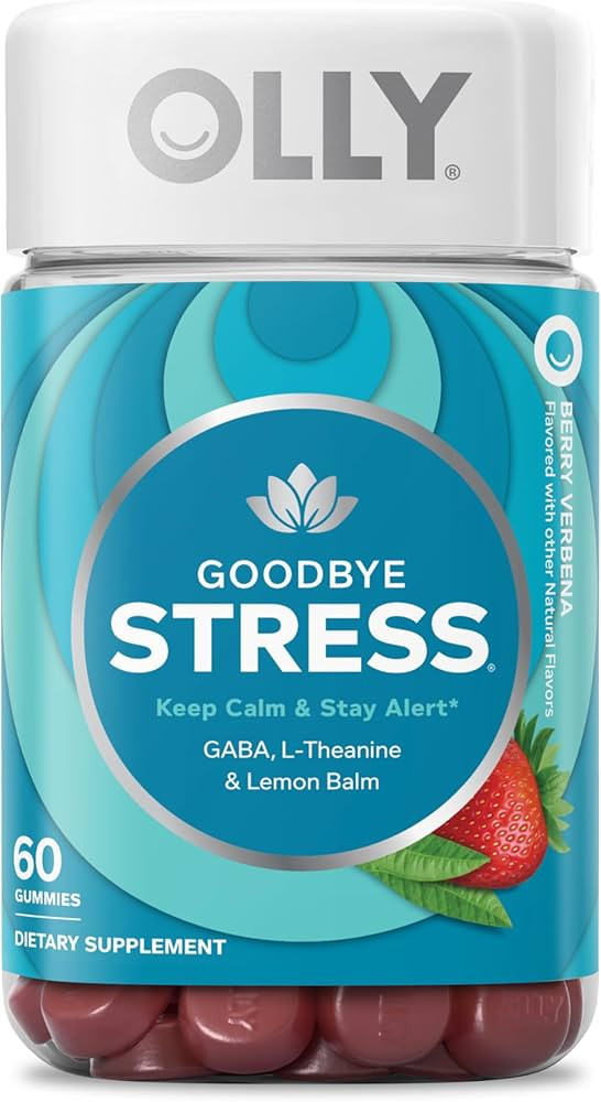 OLLY Goodbye Stress Gummy, GABA, L-Theanine, Lemon Balm, Stress Relief Supplement, Berry - 60 Cou... | Amazon (US)