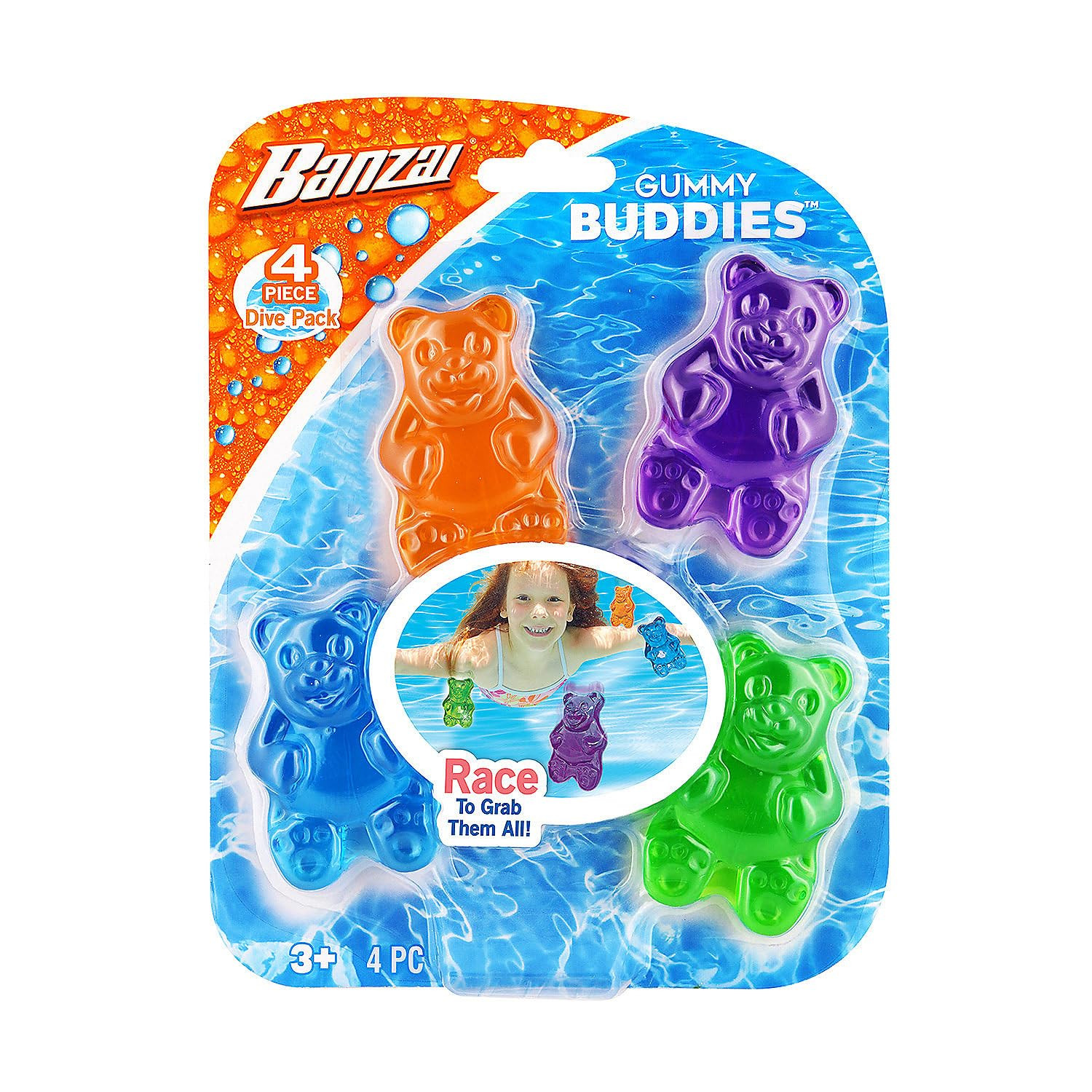 Fun Express 1 1/2" x 2 1/2" Gummy Buddies Candy Bear Water Dive Toys - 4 Pieces | Amazon (US)