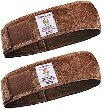 Dreamlover 2 Pack Elastic Wig Grip Headband, Adjustable Thin Velour Wig Scarf Hat Grip Band, Brown | Amazon (US)