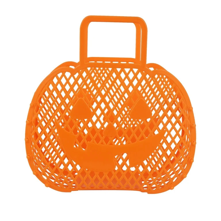Halloween Plastic Orange Jack-o'-Lantern Basket, by Way To Celebrate - Walmart.com | Walmart (US)