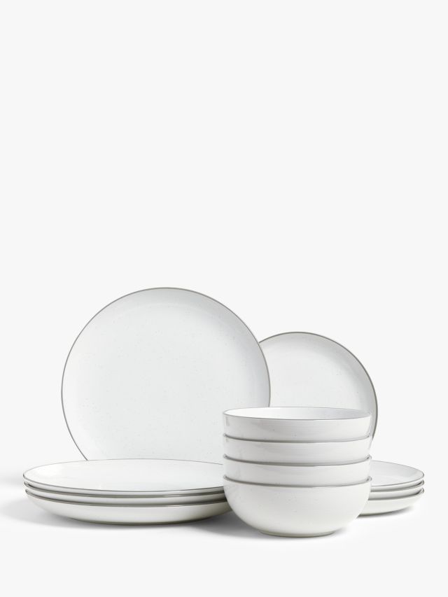 John Lewis ANYDAY Rim Speckled Stoneware Dinnerware Set, 12 Piece | John Lewis (UK)