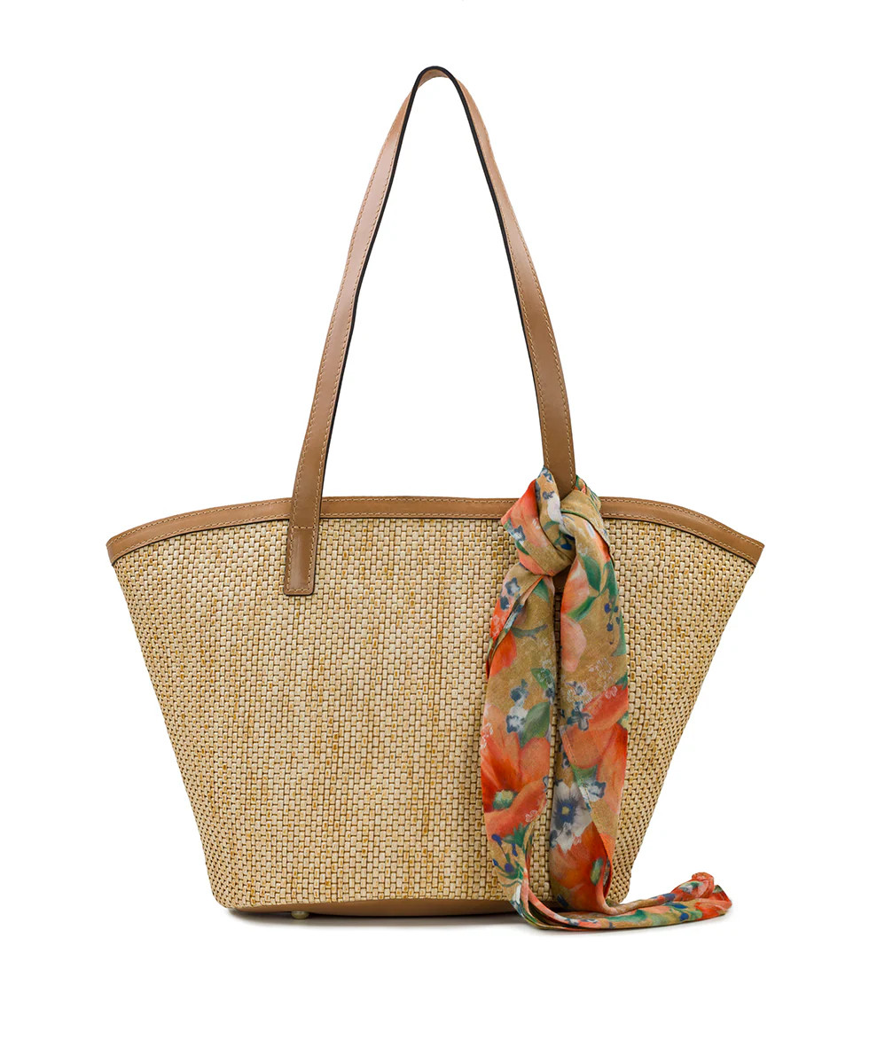 Marconia Tote W/ Apricot Blossoms Scarf 
         Burnished Woven | Patricia Nash Designs
