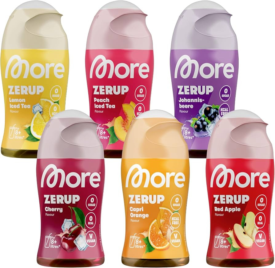 MORE Zerup, mixed 6er Bundle, 6 x 65 ml, verschiedene Sorten, f\u00fcr bis zu 48 l Fertiggetr\u00... | Amazon (DE)