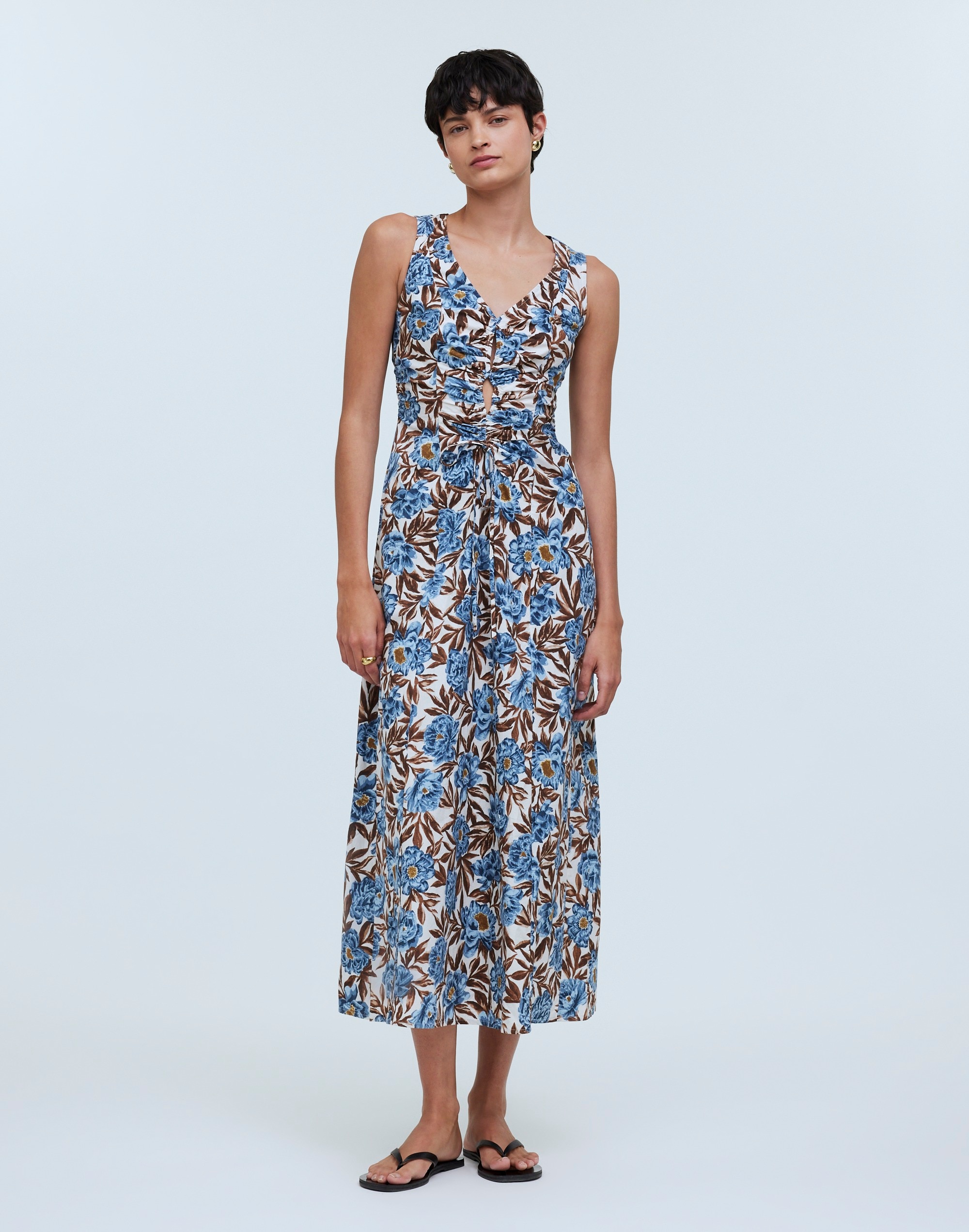 Sleeveless V-Neck Midi Dress in Floral | Madewell