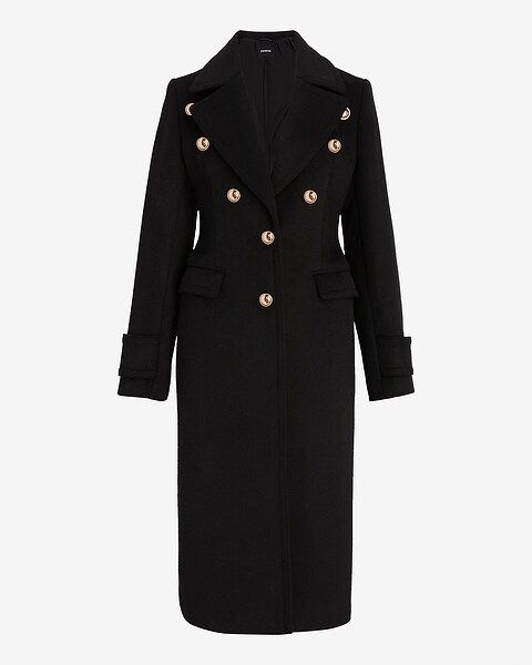 Wool-blend Novelty Button Trench Coat | Express