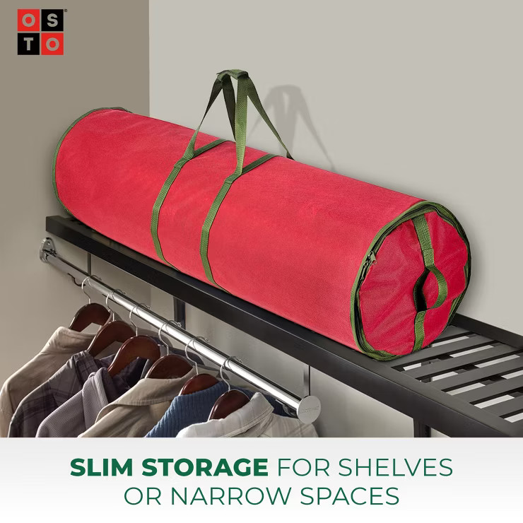 OSTO Round Holiday Non-Woven Cylinder-Shaped Gift Wrap Storage Bag Organizer Holder Fits 20 Rolls... | Target