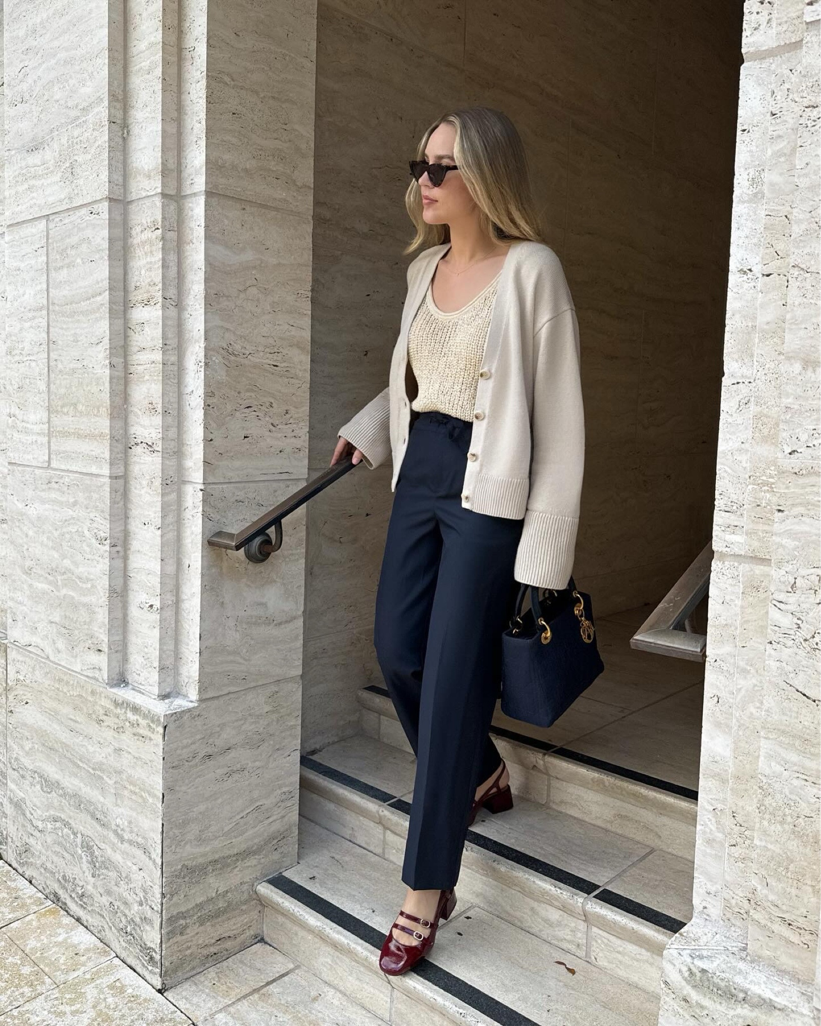 replacing black with navy lately. I think it softens and elevates any look. ⚓️
this cardigan is not available anymore so I linked similar ones.