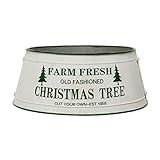 Creative Co-Op 22-1/4" Round x 9-1/2"H Metal Collar Farm Fresh Christmas Tree, White & Green Decorat | Amazon (US)