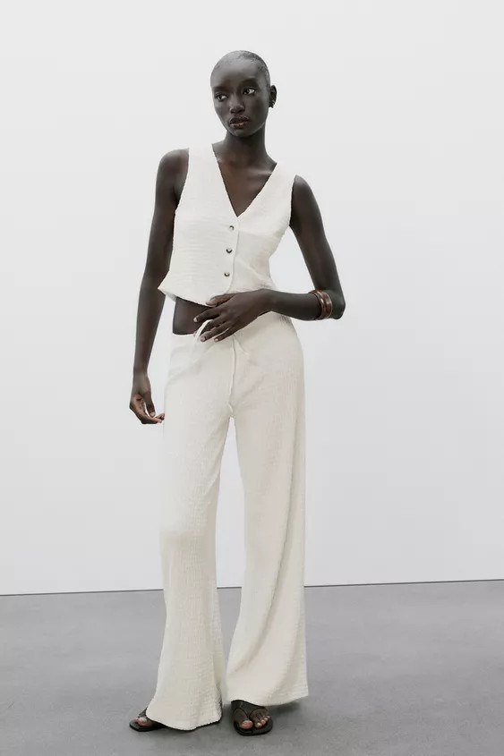 TEXTURED STRAIGHT LEG PANTS | Zara US