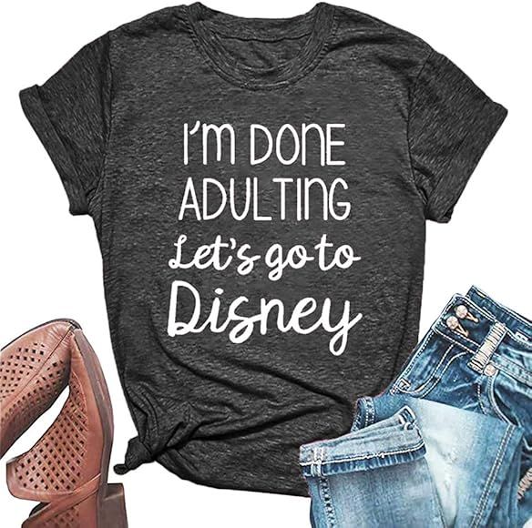 I'm Done Adulting Shirt for Women Funny Summer O Neck Short Sleeve Tops | Amazon (US)
