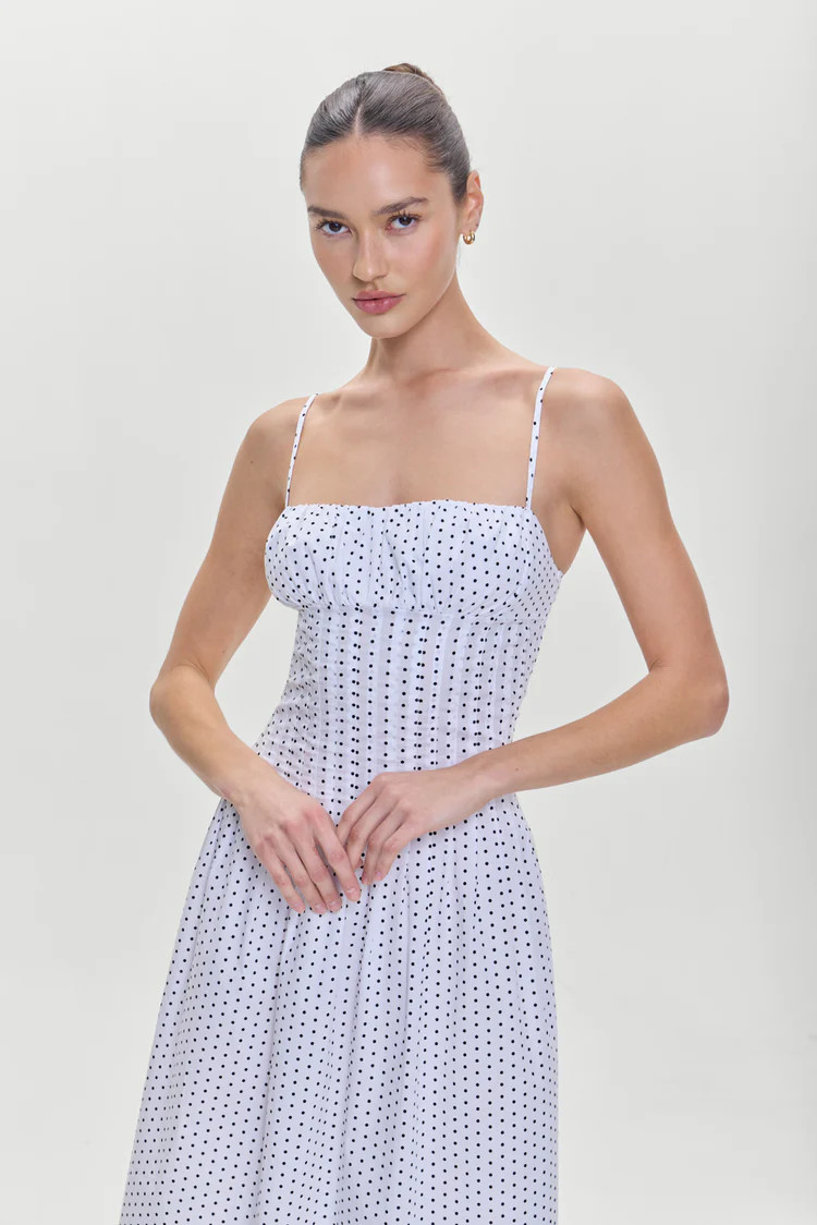 Reign Polka Dot Maxi Dress - White Polka Dot | Frankies Bikinis