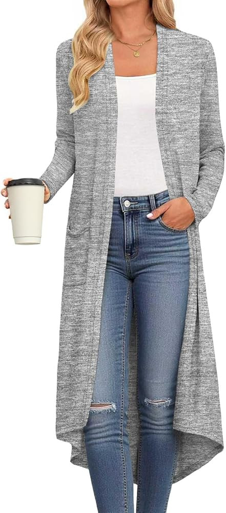 DB MOON Womens Long Cardigan Fall Lightweight Long Sleeve Sweater Light Weight Winter Open Front ... | Amazon (US)