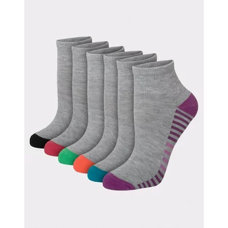 Hanes Comfort Fit Women s Ankle Socks 6-Pairs Grey 5-9 | Walmart (US)