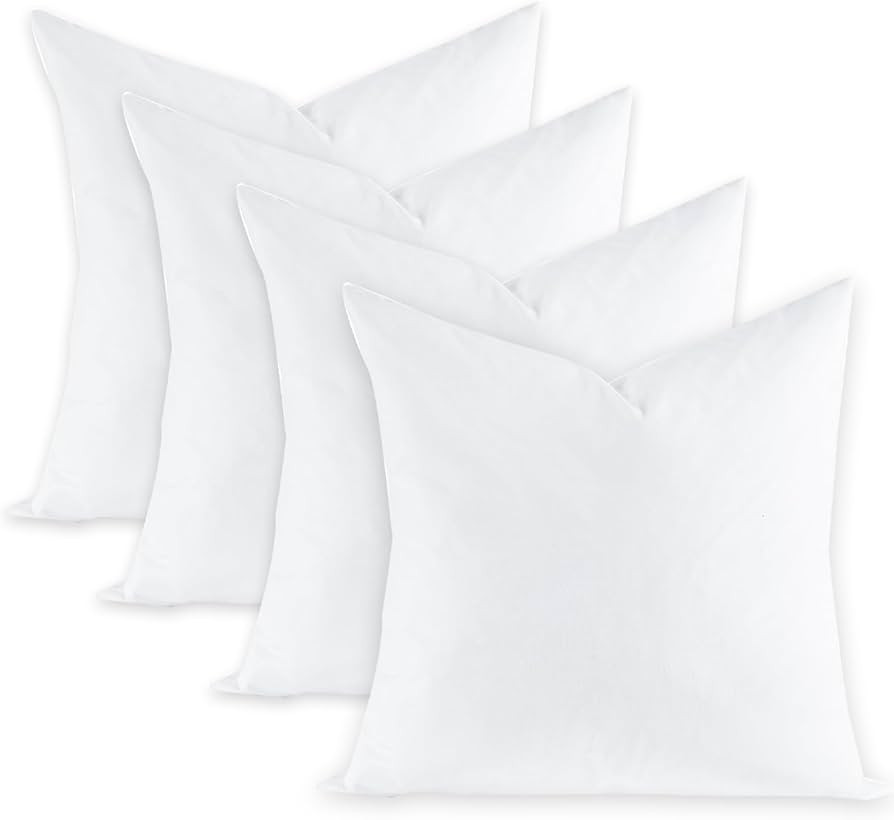 Feather Throw Pillow Inserts Set of 4, Soft Fluffy Square 20 x 20 Inches Decorative Pillow Insert... | Amazon (US)