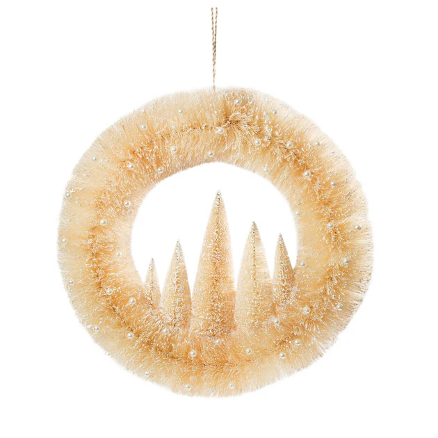Flocked Bottle Brush Christmas Wreath | Cailini Coastal