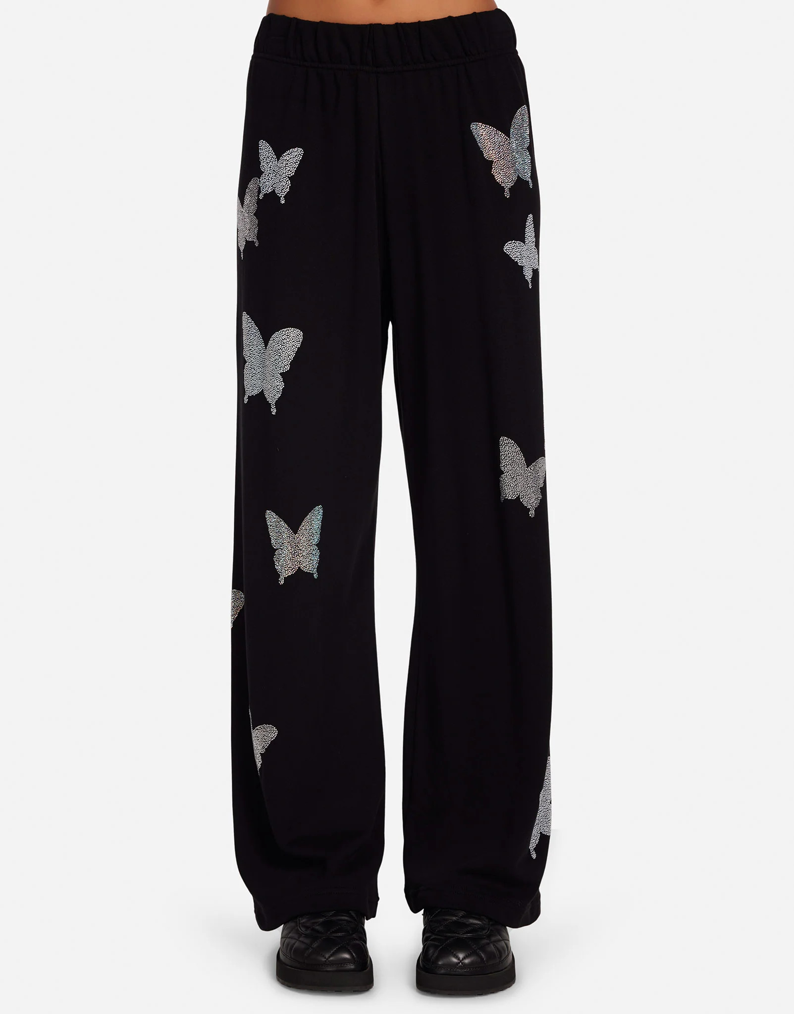 Crystal Opal Butterflies Wide Leg Pant Black | Martina by Lauren Moshi | Lauren Moshi