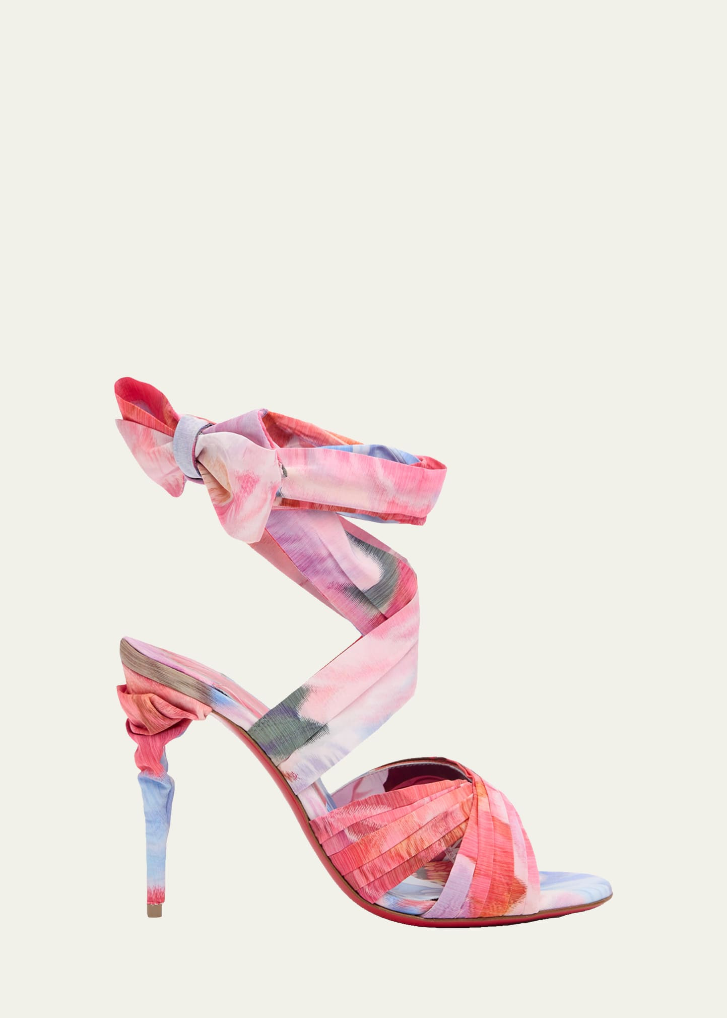 Christian Louboutin 100mm Affabula Floral Lace-Up Sandals | Bergdorf Goodman