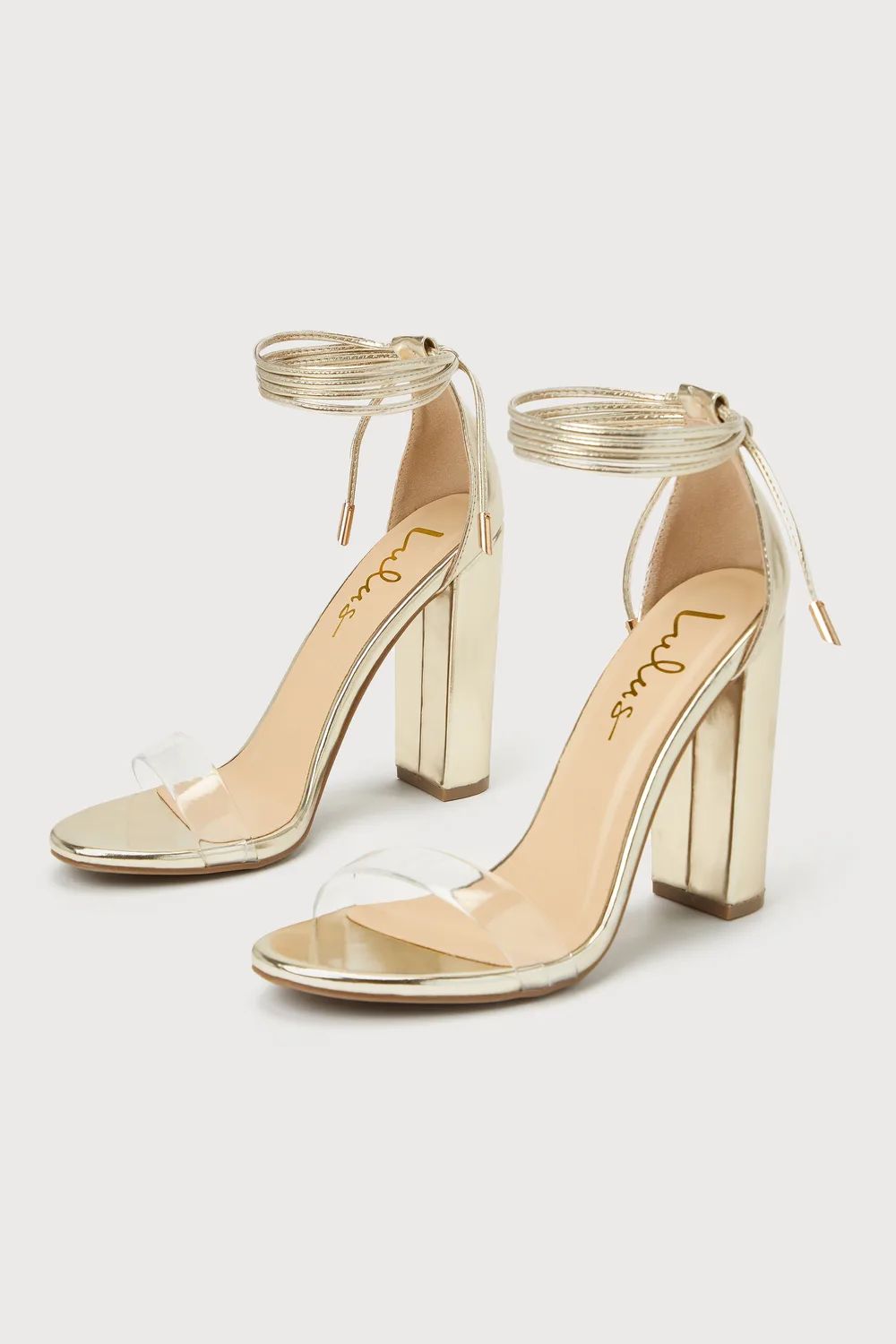 Morrina Gold Lace-Up High Heel Sandals | Lulus