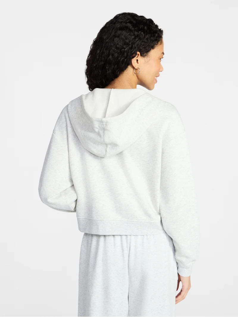 No Boundaries Boxy Zip-Up Hoodie, Women's XXS-XXL | Walmart (US)