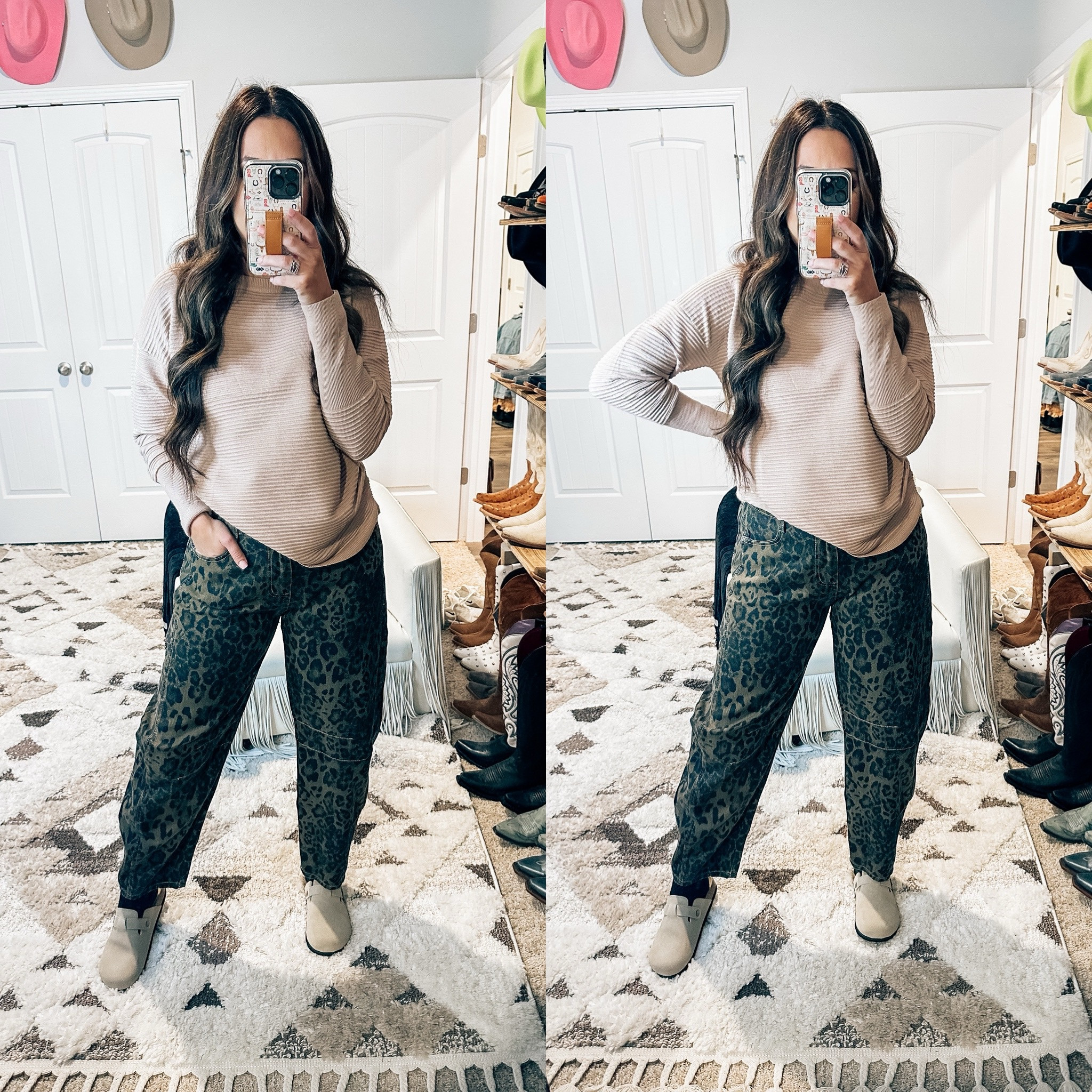 Amazon fall fashion finds. Leopard viral barrel jeans from Amazon, wearing a medium in the jeans, small and the sweater.

#LTKStyleTip #LTKSeasonal #LTKFindsUnder50