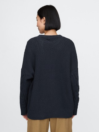 Oversized Mixed Cable-Knit Sweater | Gap (US)