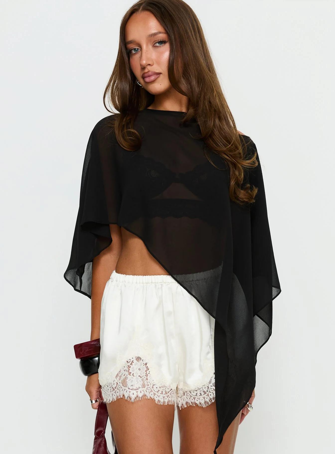 Mairelle Sheer Poncho Black | Princess Polly US