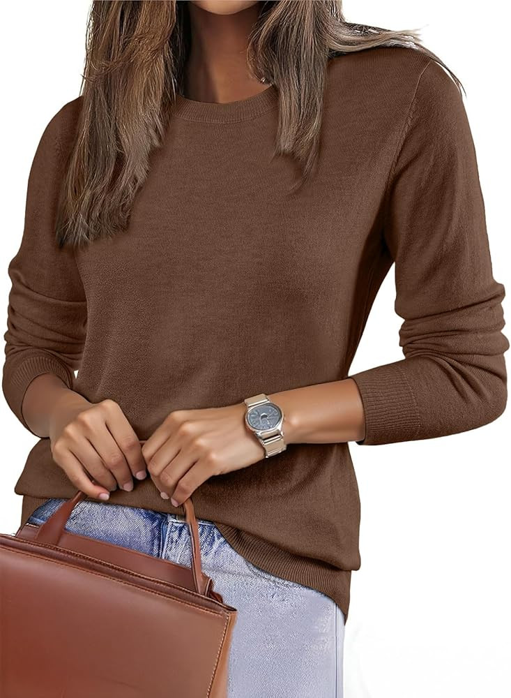 EVALESS Fall Sweaters for Women 2025 Trendy Wool Blend Sweaters Long Sleeve Crewneck Fall Outfits... | Amazon (US)