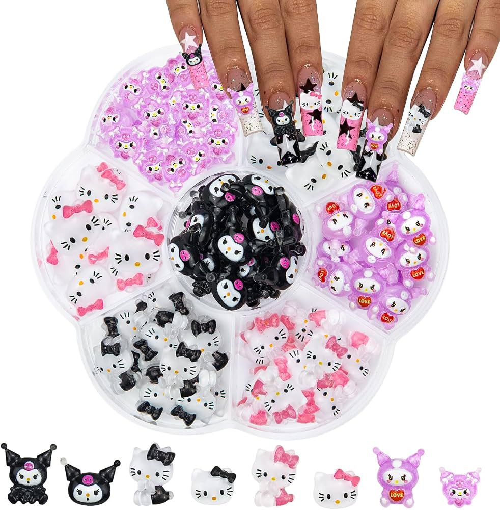 80PCS Kawaii Nail Charms 3D Slime Charms for Nail Art Decorations Supplies Flatback Resin Charms ... | Amazon (US)