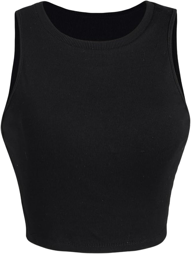 CIDER Women Tank Tops High Neck Sleeveless Going Out Cute Crop Top Trendy Basic Fitted Shirts | Amazon (US)