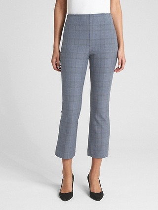 Gap Womens High Rise Crop Flare Pants With Bi-Stretch Blue Plaid Size 0 | Gap US