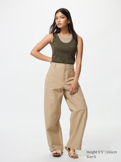 Women's Jersey Barrel Leg Trousers | UNIQLO UK | UNIQLO (UK)