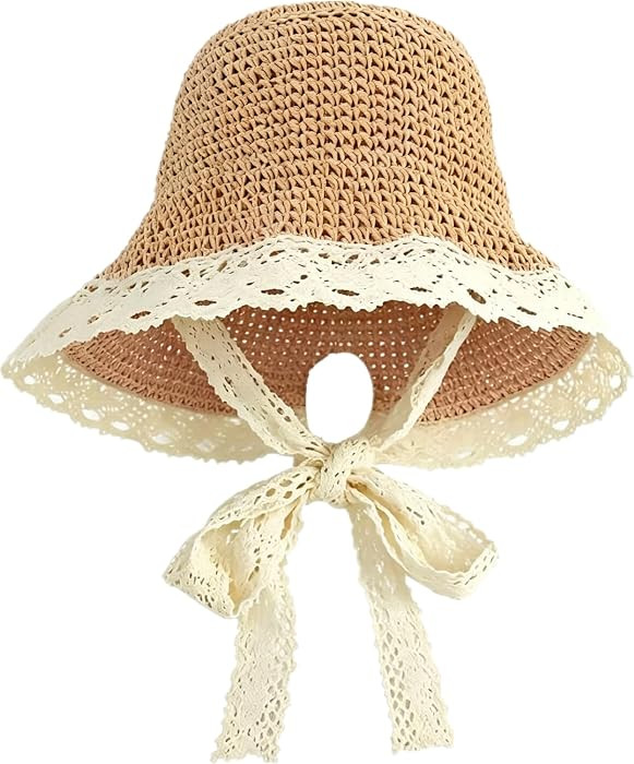 Baby Girl Straw Hat Outdoor Baby Sun Protection Hats Summer Bowknot Beach Cap for Infant Toddler ... | Amazon (US)