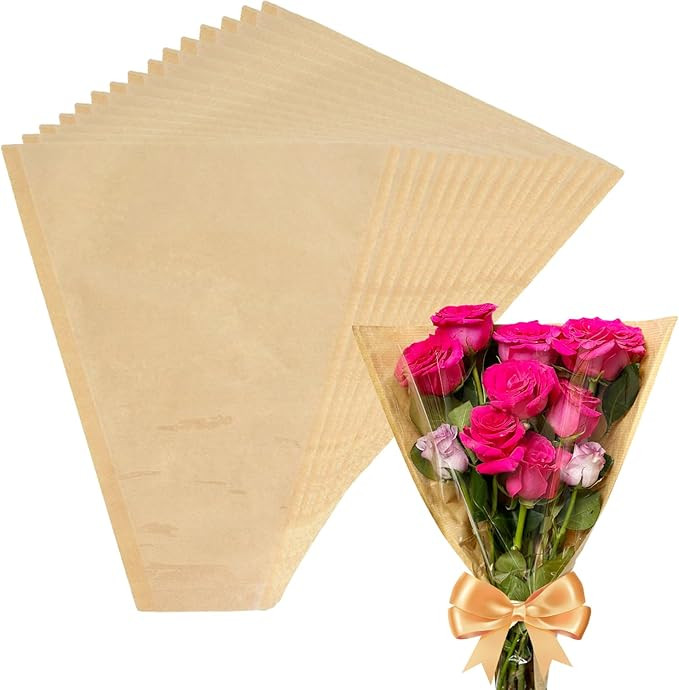 MYGOGOART 50 Pcs Flower Bouquet Wrapping Paper Flower Bags Sleeves for Bouquets Kraft Paper Flora... | Amazon (US)