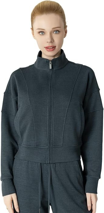 Women's Fleeced Performance Jacket - Full-Zip Stand-Up Collar, Warm Fleece for Winter Daily Wear | Amazon (US)