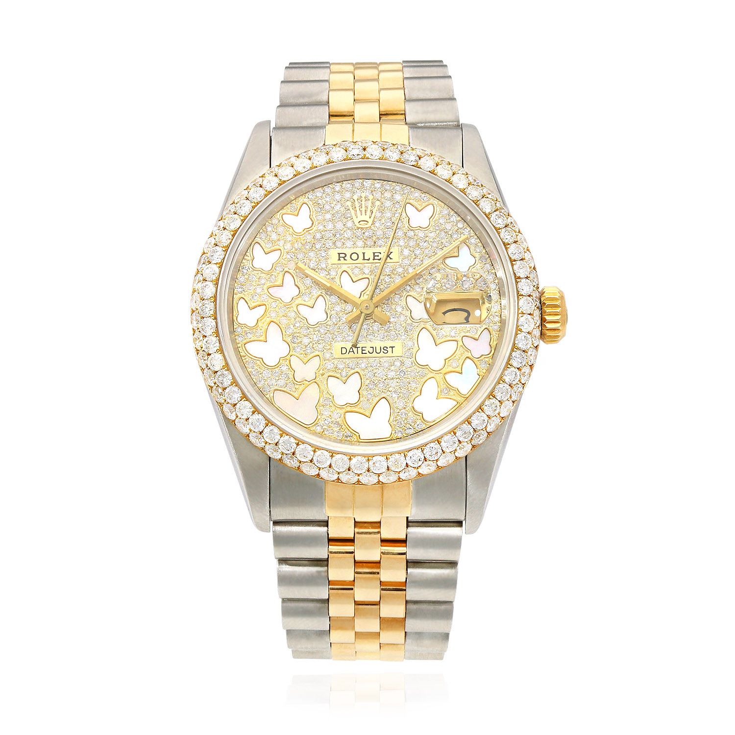 Rolex Datejust Jubilee Band Custom Diamond Bezel MOP Butterfly Dial 36mm Watch | Walmart (US)