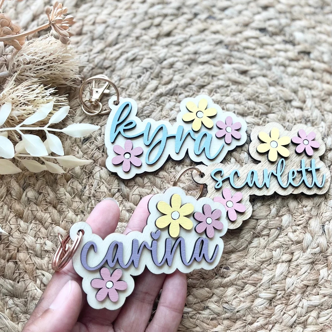 Custom Kids Name Backpack Tag for School Bag Personalized Childs Bag Tag Wooden Engraved Lunchbox... | Etsy (US)