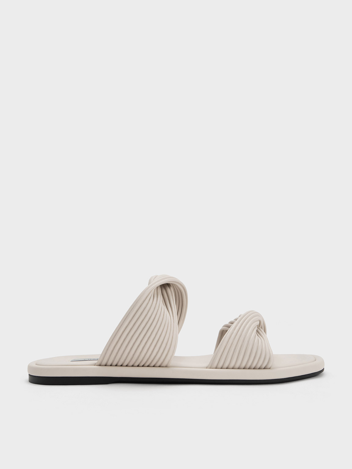 Chalk Pleated Twist Strap Slides | CHARLES & KEITH | Charles & Keith US