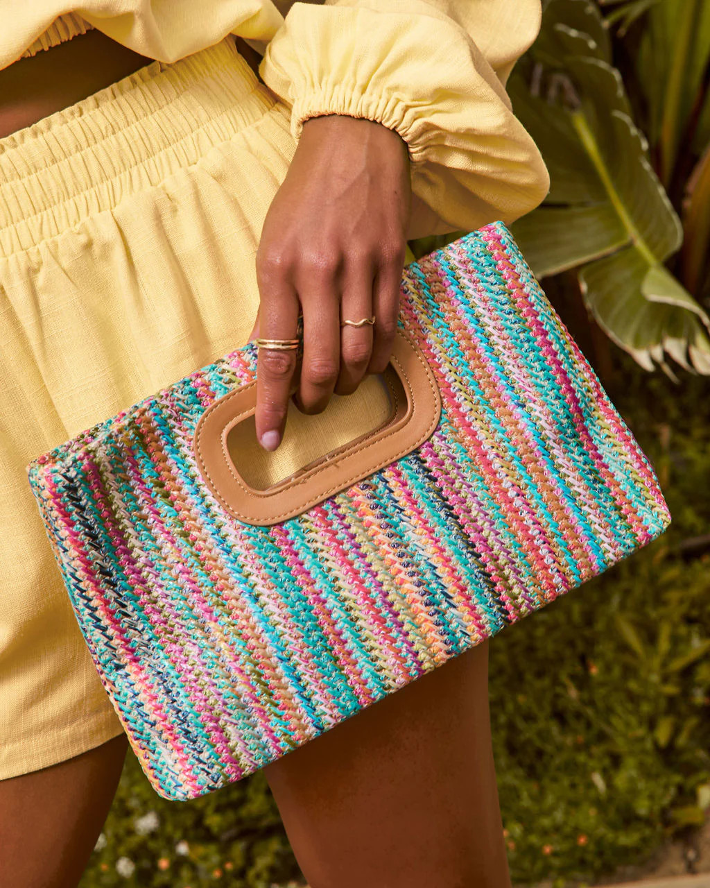Shelia Multicolor Striped Straw Clutch | VICI